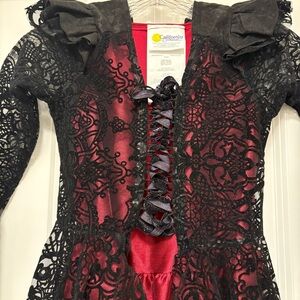 Elegant Gothic Lace Black and Red Dress